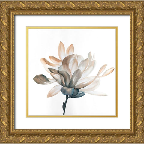DESATURATED FLOWER WITH BEAUTIFUL PETALS Gold Ornate Wood Framed Art Print with Double Matting by Atelier B Art Studio