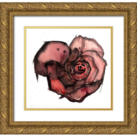 DARK ROSE Gold Ornate Wood Framed Art Print with Double Matting by Atelier B Art Studio