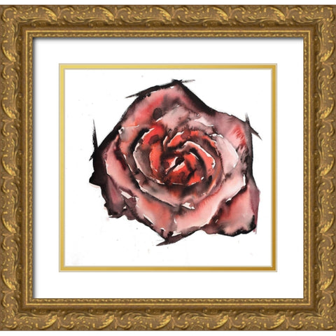 WATERCOLOR ROSE Gold Ornate Wood Framed Art Print with Double Matting by Atelier B Art Studio