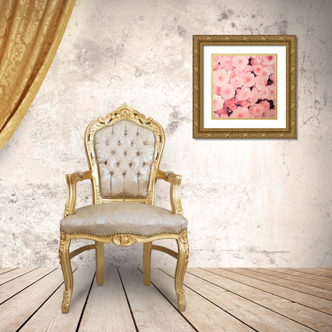 PINK FLOWER FIELD Gold Ornate Wood Framed Art Print with Double Matting by Atelier B Art Studio
