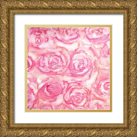 BOUQUET OF ROSES IN WATERCOLOR Gold Ornate Wood Framed Art Print with Double Matting by Atelier B Art Studio