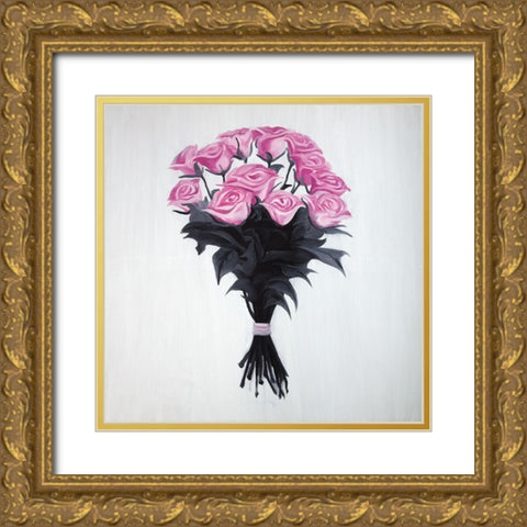 BOUQUET OF ROSES Gold Ornate Wood Framed Art Print with Double Matting by Atelier B Art Studio