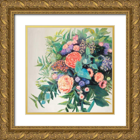FLOWERS MELODY Gold Ornate Wood Framed Art Print with Double Matting by Atelier B Art Studio