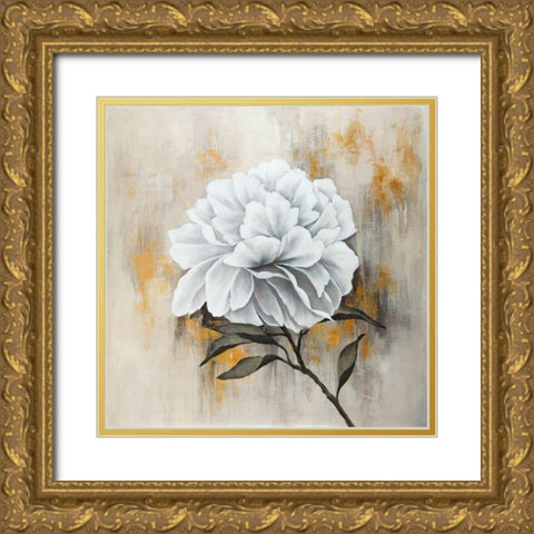 WHITE PEONY Gold Ornate Wood Framed Art Print with Double Matting by Atelier B Art Studio