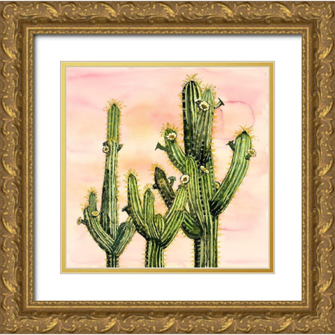 WEBEROCEREUS CACTUS Gold Ornate Wood Framed Art Print with Double Matting by Atelier B Art Studio