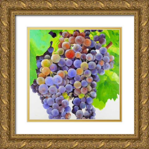 Bunch of Grapes Gold Ornate Wood Framed Art Print with Double Matting by Atelier B Art Studio