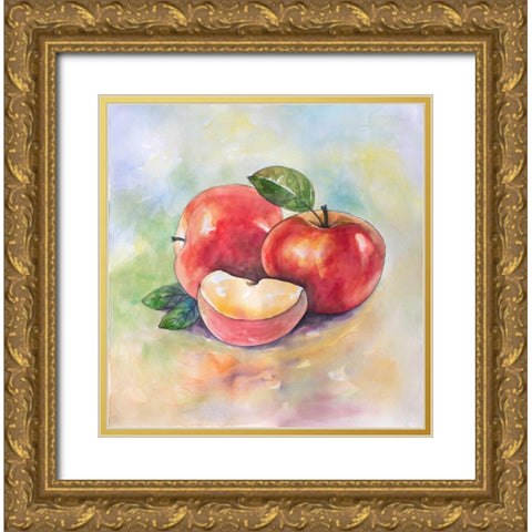 Succulent Apples Gold Ornate Wood Framed Art Print with Double Matting by Atelier B Art Studio