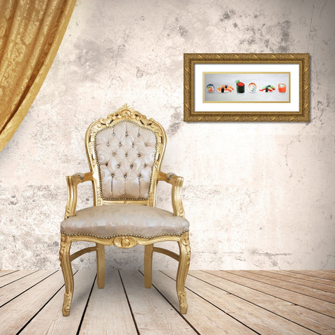 SIX PIECES SUSHI ASSORTMENT Gold Ornate Wood Framed Art Print with Double Matting by Atelier B Art Studio