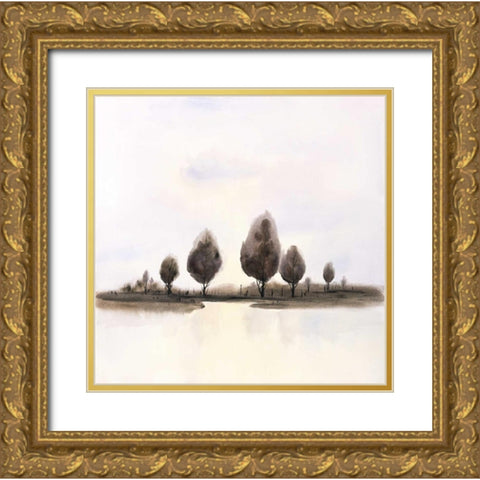 Abstract Landscape of Trees Gold Ornate Wood Framed Art Print with Double Matting by Atelier B Art Studio