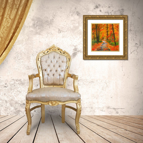Autumn Trail Gold Ornate Wood Framed Art Print with Double Matting by Atelier B Art Studio