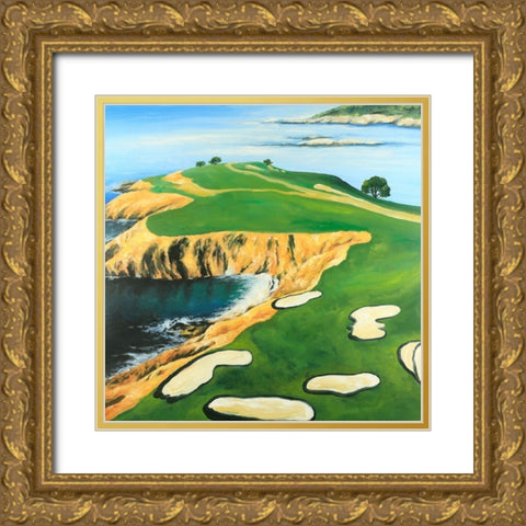 Golf Island Overhead View Gold Ornate Wood Framed Art Print with Double Matting by Atelier B Art Studio