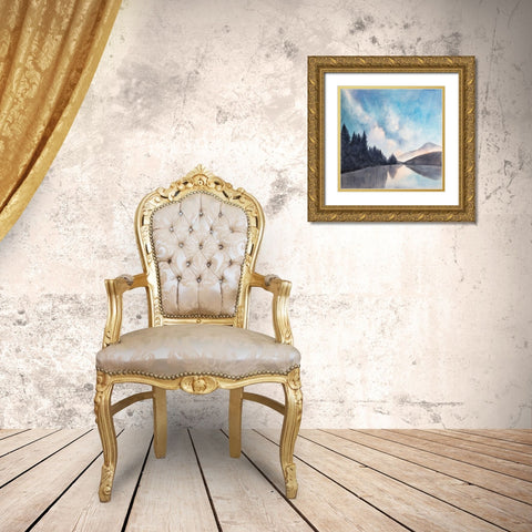 LAKEVIEW BY NIGHT Gold Ornate Wood Framed Art Print with Double Matting by Atelier B Art Studio