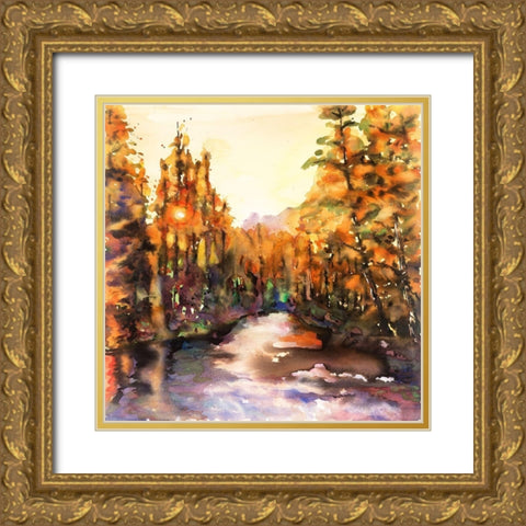 MERCED RIVER  Gold Ornate Wood Framed Art Print with Double Matting by Atelier B Art Studio