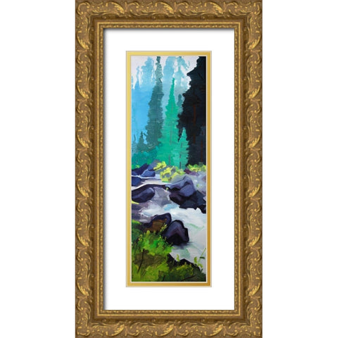 BEAUTIFUL WATERFALL Gold Ornate Wood Framed Art Print with Double Matting by Atelier B Art Studio
