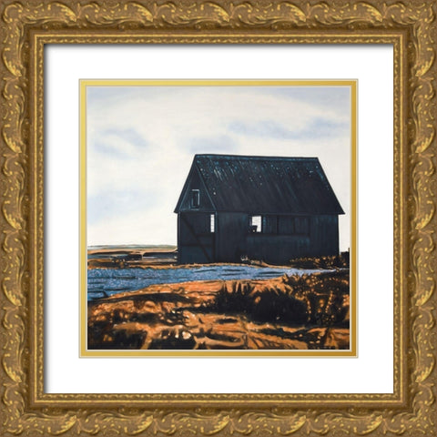 ABANDONED BARN Gold Ornate Wood Framed Art Print with Double Matting by Atelier B Art Studio
