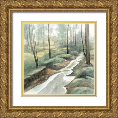 WATERFALL Gold Ornate Wood Framed Art Print with Double Matting by Atelier B Art Studio
