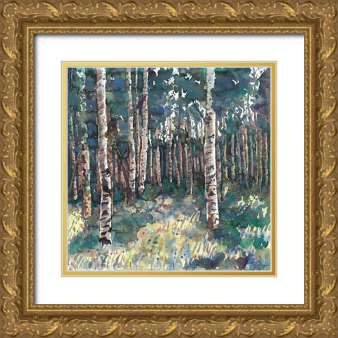 BIRCHES Gold Ornate Wood Framed Art Print with Double Matting by Atelier B Art Studio