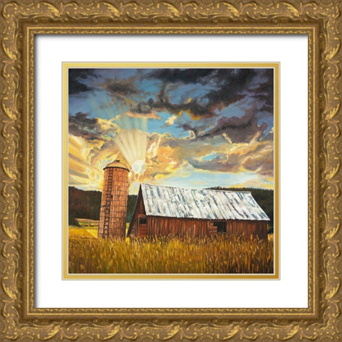 HAY BARN Gold Ornate Wood Framed Art Print with Double Matting by Atelier B Art Studio