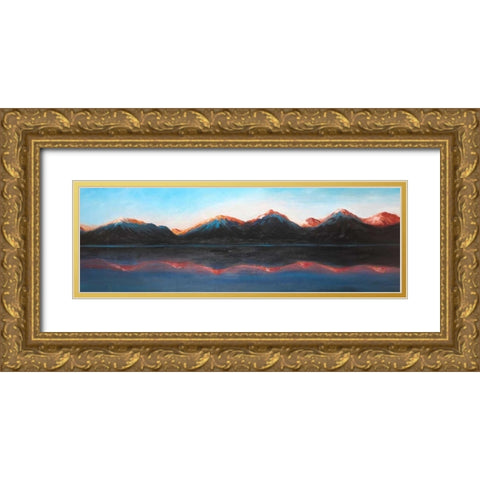 Reflection of the Mountains on the Water Gold Ornate Wood Framed Art Print with Double Matting by Atelier B Art Studio
