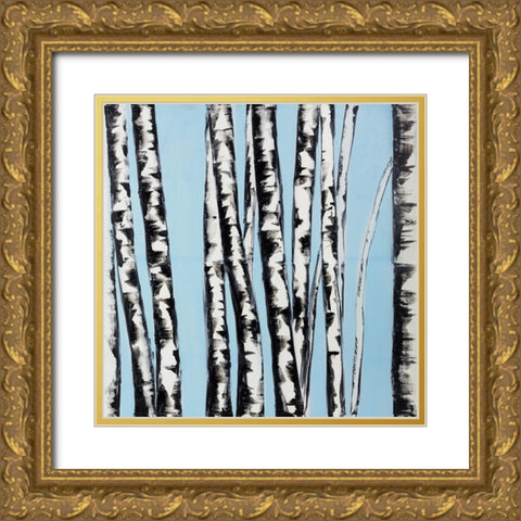 PASTEL BIRCHES Gold Ornate Wood Framed Art Print with Double Matting by Atelier B Art Studio