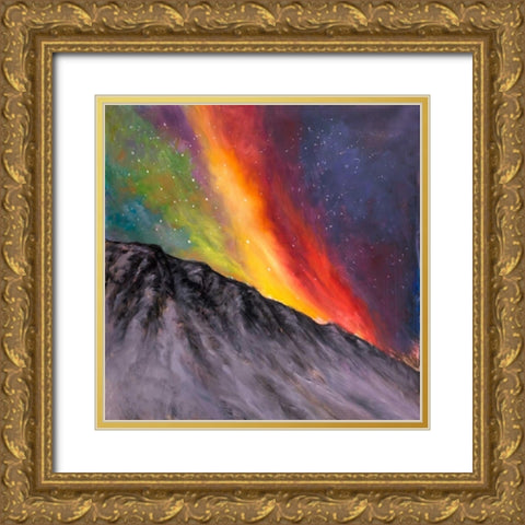 Aurora Borealis in the Mountain Gold Ornate Wood Framed Art Print with Double Matting by Atelier B Art Studio