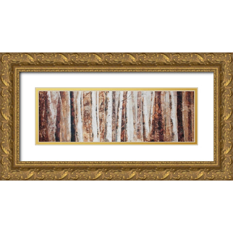 TREES OF AN ASBTRACT FOREST Gold Ornate Wood Framed Art Print with Double Matting by Atelier B Art Studio