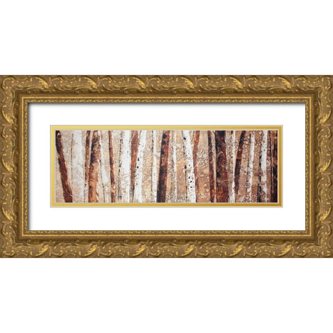 PAINT SPLASH FOREST Gold Ornate Wood Framed Art Print with Double Matting by Atelier B Art Studio