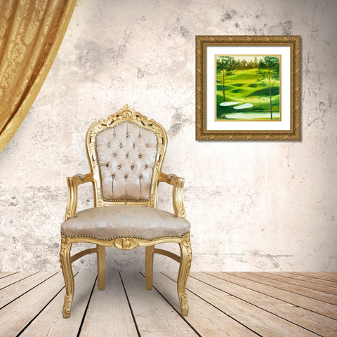 Big Golf Course Gold Ornate Wood Framed Art Print with Double Matting by Atelier B Art Studio