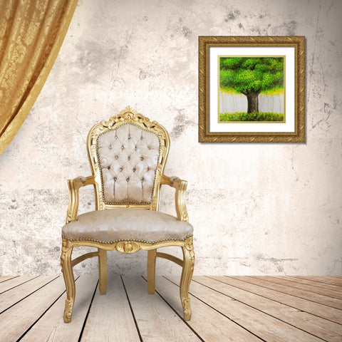 BIG TREE Gold Ornate Wood Framed Art Print with Double Matting by Atelier B Art Studio