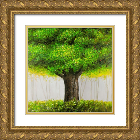 BIG TREE Gold Ornate Wood Framed Art Print with Double Matting by Atelier B Art Studio