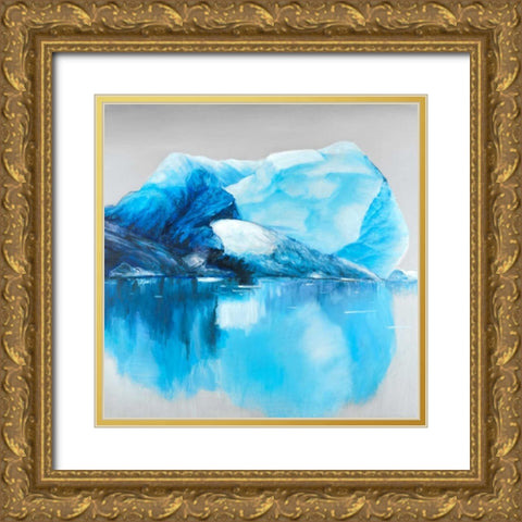 Iceland Icebergs Gold Ornate Wood Framed Art Print with Double Matting by Atelier B Art Studio