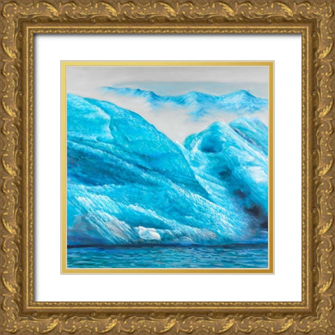 Icebergs Gold Ornate Wood Framed Art Print with Double Matting by Atelier B Art Studio