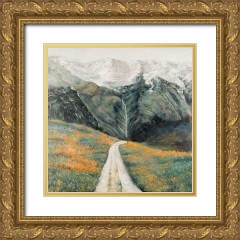 Mountainous Landscape Gold Ornate Wood Framed Art Print with Double Matting by Atelier B Art Studio