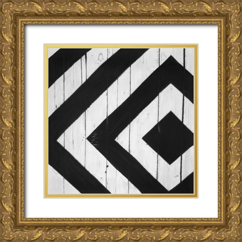 RHOMBUS ON WOOD Gold Ornate Wood Framed Art Print with Double Matting by Atelier B Art Studio