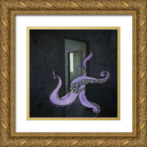 OCTOPUS STREET ART Gold Ornate Wood Framed Art Print with Double Matting by Atelier B Art Studio