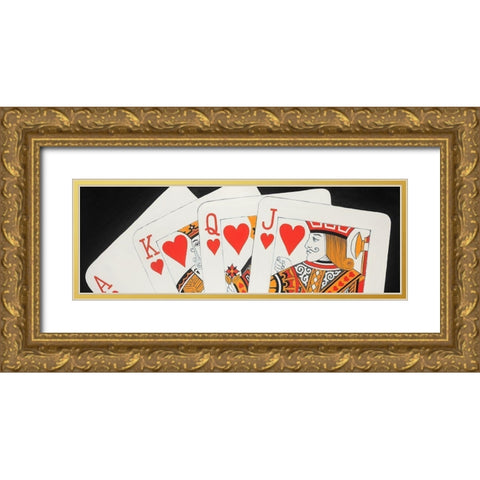 Heart Royal Flush Closeup Gold Ornate Wood Framed Art Print with Double Matting by Atelier B Art Studio