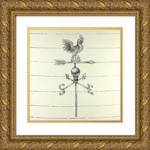 Vintage Weathervane Gold Ornate Wood Framed Art Print with Double Matting by Atelier B Art Studio