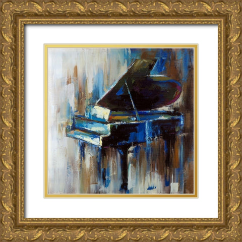 Abstract grand piano Gold Ornate Wood Framed Art Print with Double Matting by Atelier B Art Studio