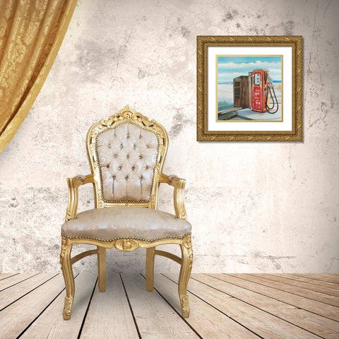 OLD GAS PUMP Gold Ornate Wood Framed Art Print with Double Matting by Atelier B Art Studio