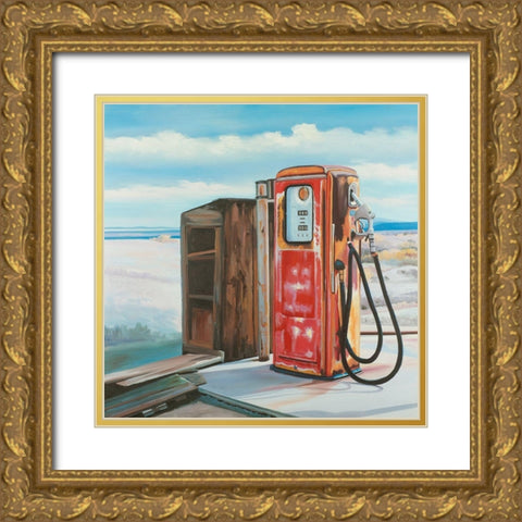 OLD GAS PUMP Gold Ornate Wood Framed Art Print with Double Matting by Atelier B Art Studio