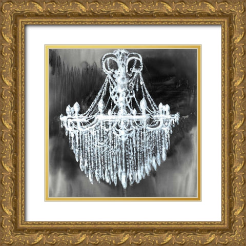 Big Glam Chandelier Gold Ornate Wood Framed Art Print with Double Matting by Atelier B Art Studio