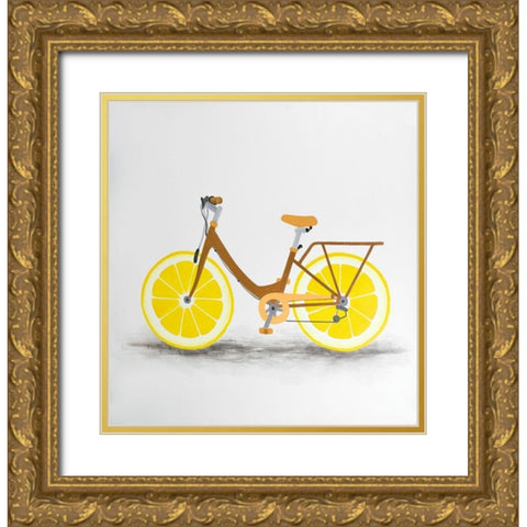 LEMON WHEEL BIKE Gold Ornate Wood Framed Art Print with Double Matting by Atelier B Art Studio