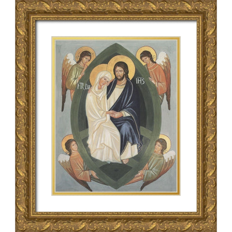 Holy Family Icon Gold Ornate Wood Framed Art Print with Double Matting by anonymous