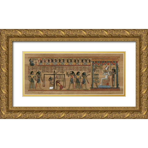 Egyptian Papyrus with Pharaoh Gold Ornate Wood Framed Art Print with Double Matting by anonymous