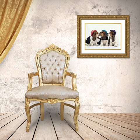 Party dogs Gold Ornate Wood Framed Art Print with Double Matting by Hoenderkamp, Patrick