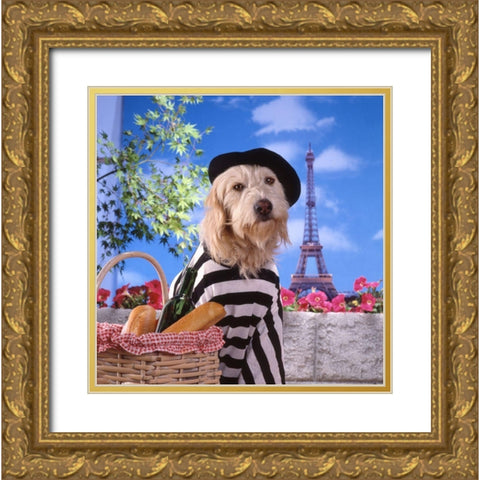 Visit to Paris Gold Ornate Wood Framed Art Print with Double Matting by Hoenderkamp, Patrick