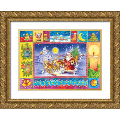 Santa and Friends Gold Ornate Wood Framed Art Print with Double Matting by Hoenderkamp, Patrick