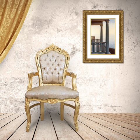 October Portico Gold Ornate Wood Framed Art Print with Double Matting by Pollera, Daniel