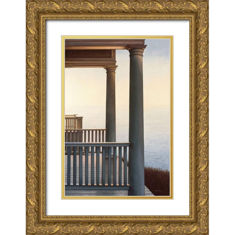 October Portico Gold Ornate Wood Framed Art Print with Double Matting by Pollera, Daniel