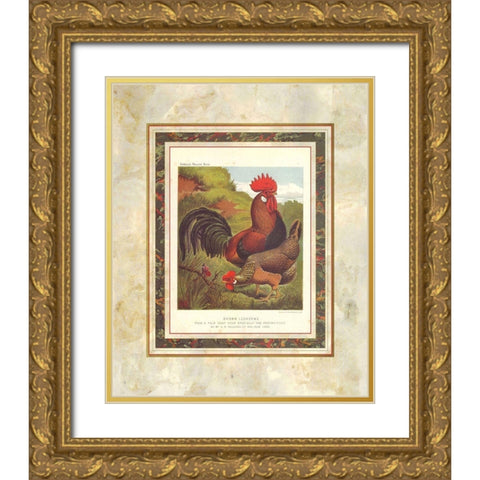 Brown Leg Horn, Cassells Poultry Book Gold Ornate Wood Framed Art Print with Double Matting by Ludlow, J.W.